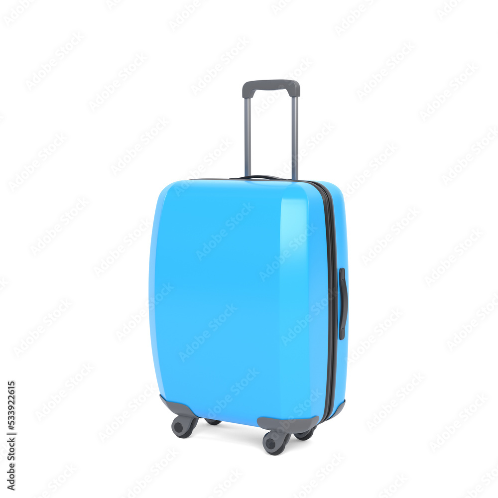 Blue suitcase isolated on a white background. 3d rendering illustration Blue suitcase isolated on a white background. 3d rendering illustration