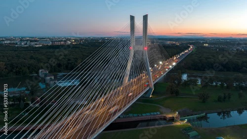Wroclaw Bridge Hyperlapse day to night