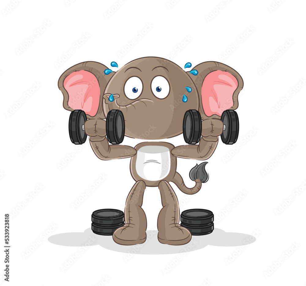 elephant weight training illustration. character vector elephant weight training illustration. character vector