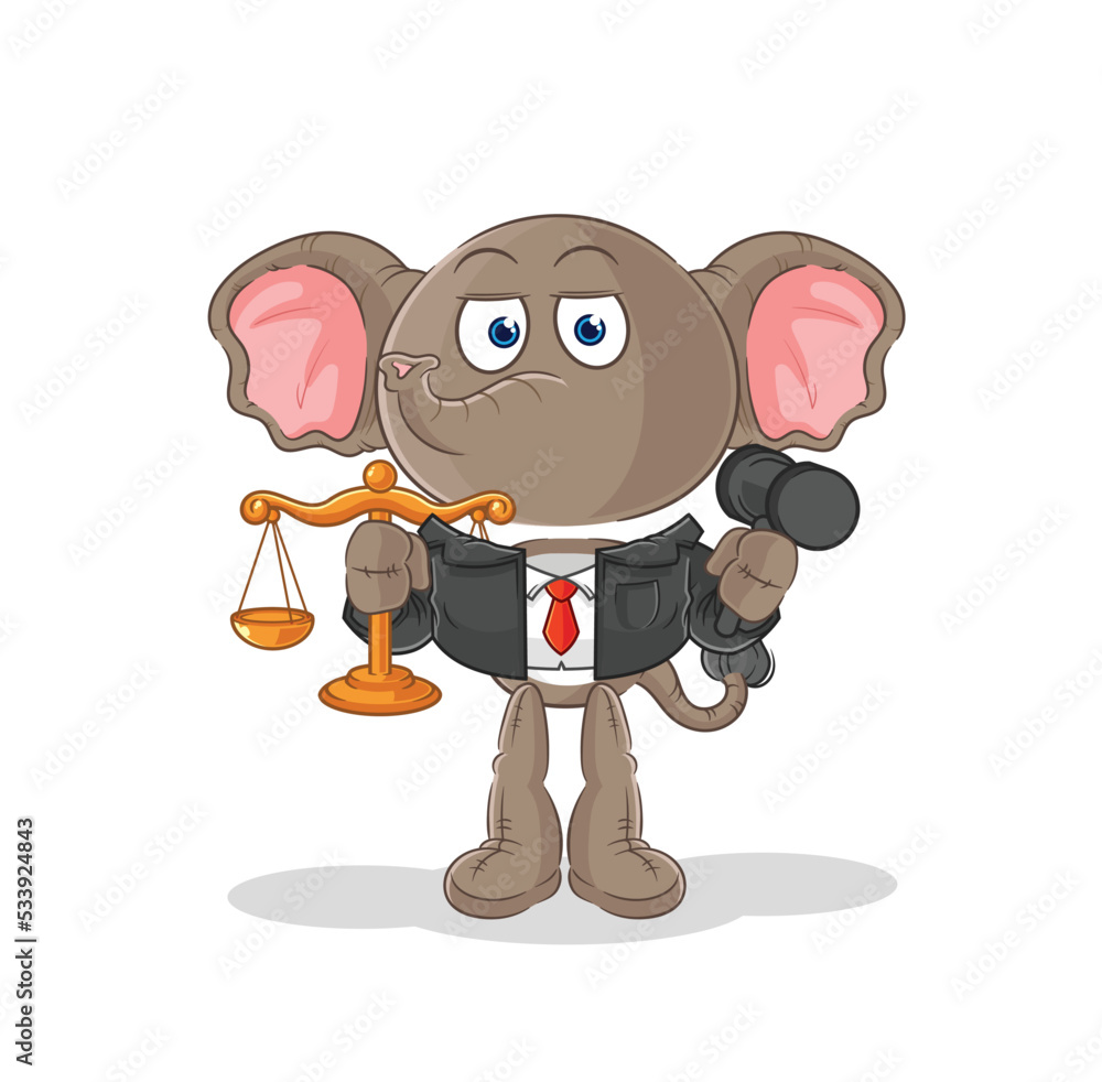 elephant lawyer cartoon. cartoon mascot vector elephant lawyer cartoon. cartoon mascot vector