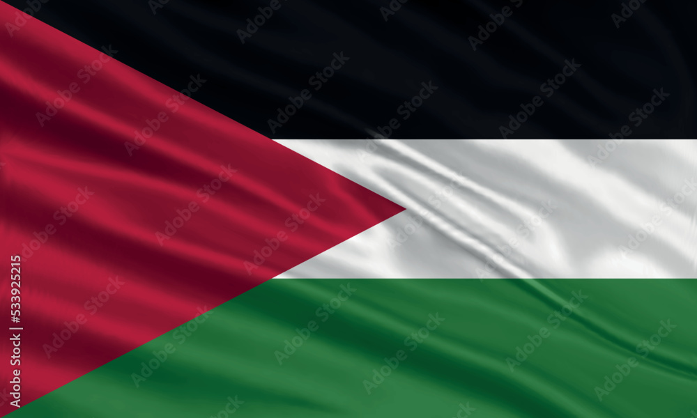 Palestine flag design. Waving Palestinian flag made of satin or silk fabric. Vector Illustration. Palestine flag design. Waving Palestinian flag made of satin or silk fabric. Vector Illustration.