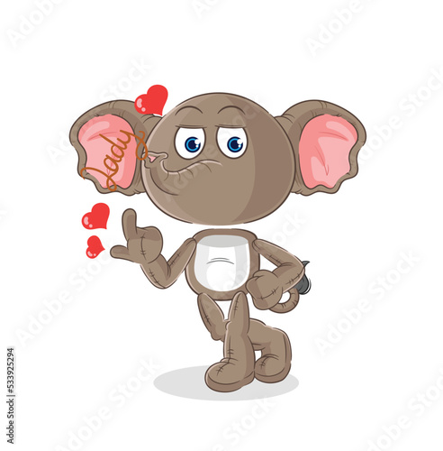 elephant flirting illustration. character vector