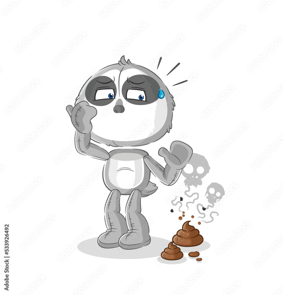 sloth with stinky waste illustration. character vector sloth with stinky waste illustration. character vector