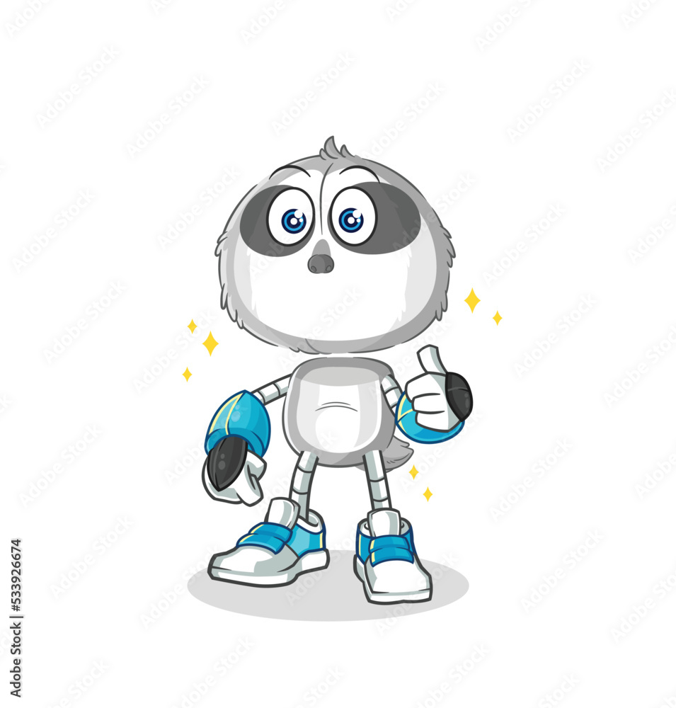 sloth robot character. cartoon mascot vector