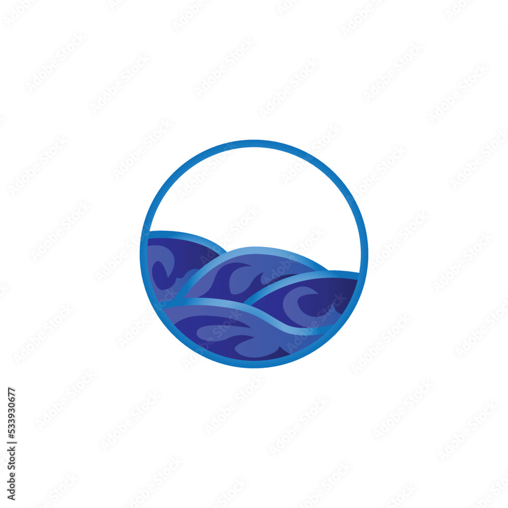 Obraz premium Circle ocean wave logo template vector