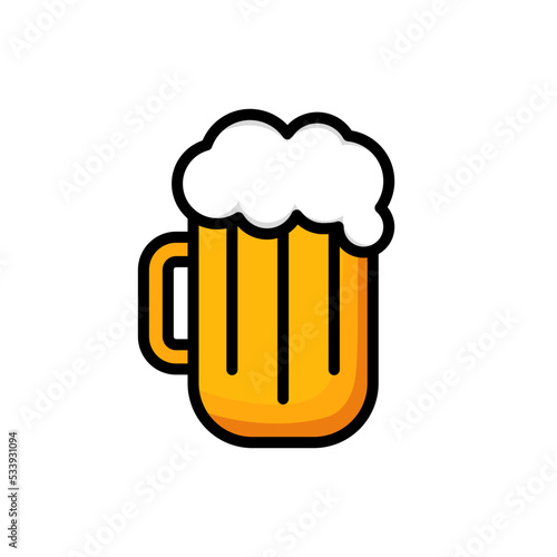 icono de jarra de cerveza con espuma. Concepto de bar y bebida alcohólica. Ilustración vectorial