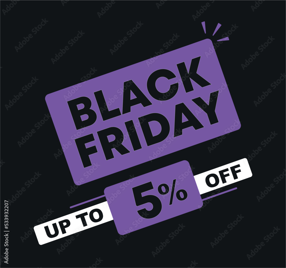 Obraz premium 5% off. Vector illustration Black Friday. Promo, offer, sale for retail, store