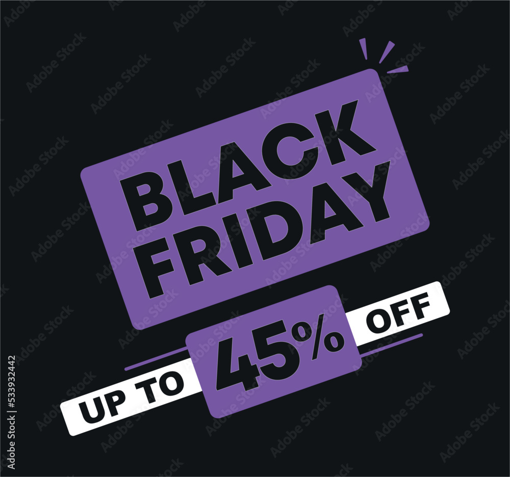 Obraz premium 45% off. Vector illustration Black Friday. Promo, offer, sale for retail, store