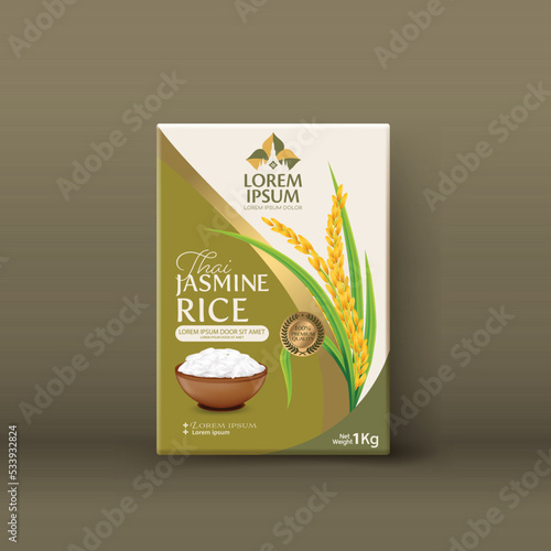 Rice Package Mockup Thailand food Products, vector illustration