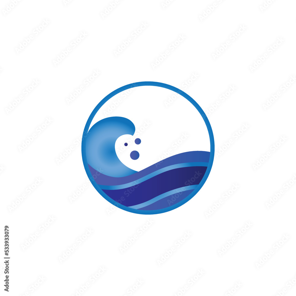 Circle ocean wave logo template isolated Circle ocean wave logo template isolated