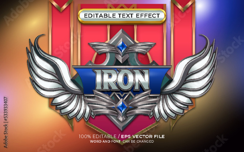Winged Emblem with Editable Iron Text Effect