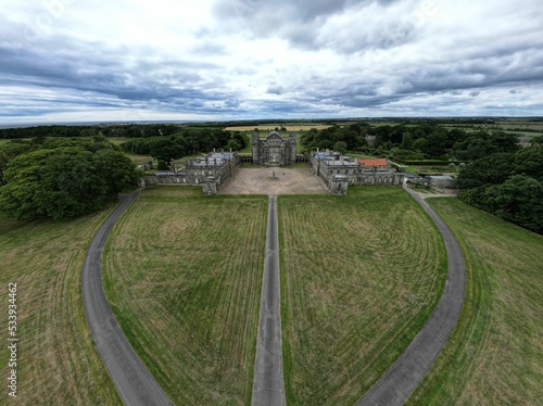 Aerial view of the Seaton Delaval Hall in Northumberland photo