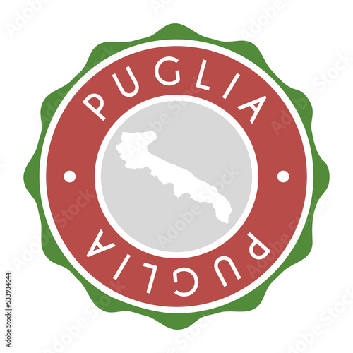 Puglia, Italy Badge Map Vector Seal Vector Sign. National Symbol Country Stamp Design Icon Label. 