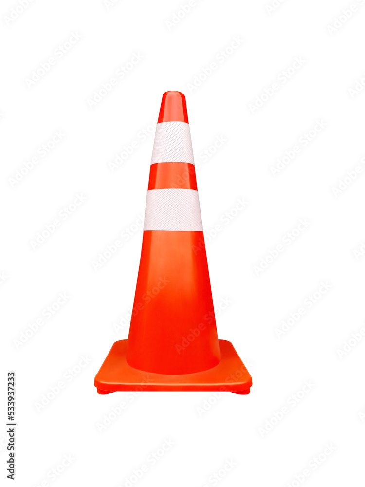 Traffic cone orange white pylon isolated on white background Traffic cone orange white pylon isolated on white background