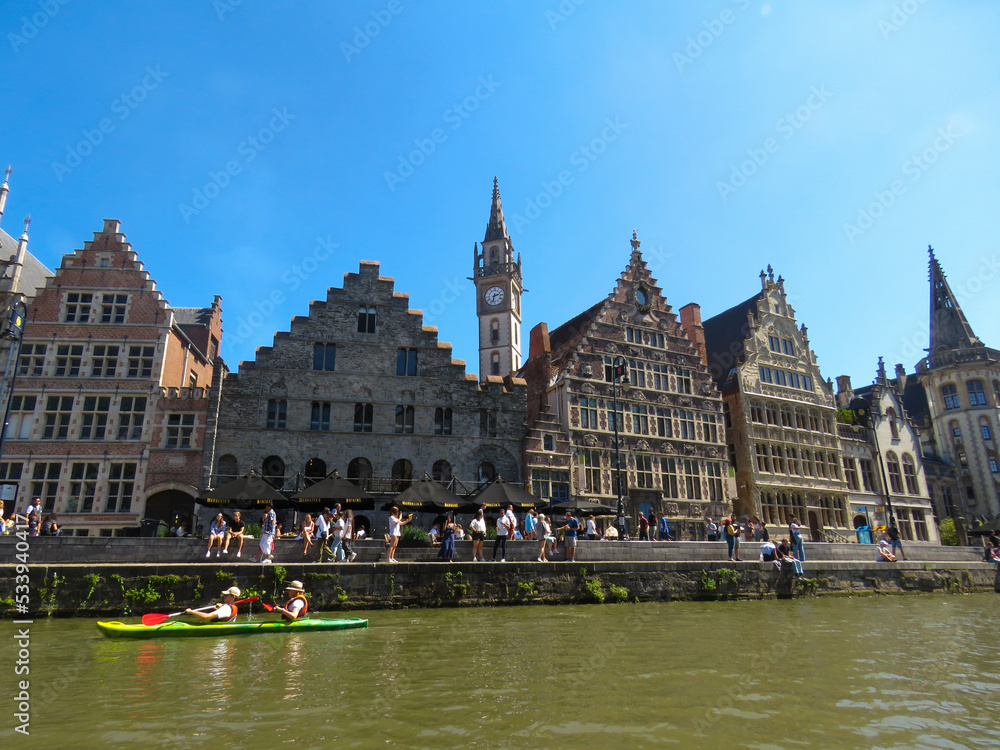 Ghent principal canal with kayakers