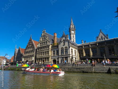 Fototapeta Ghent Belgium canals and centrum houses