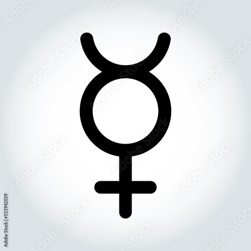 Silhouette of transgender Mercury symbol. Gender pictogram. Template. Decoration for greeting cards, wallpapers, emblems. Vector illustration photo