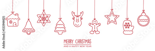 merry christmas card with white hanging decoration