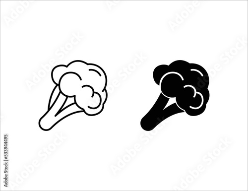 broccoli icon. outline icon and solid icon