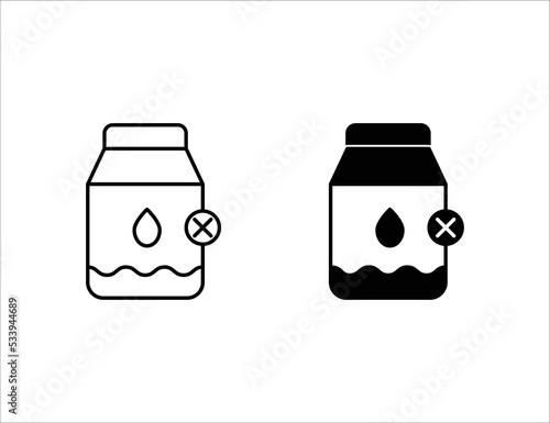 no milk icon. outline icon and solid icon