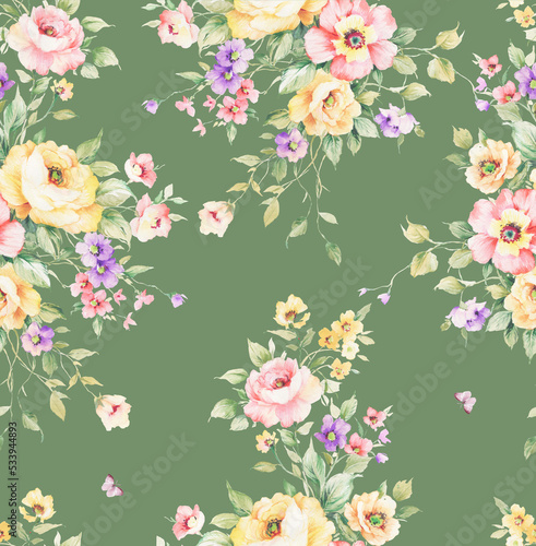Classic Popular Flower Seamless pattern background.Perfect for wallpaper, fabric design, wrapping paper, surface textures, digital paper.
