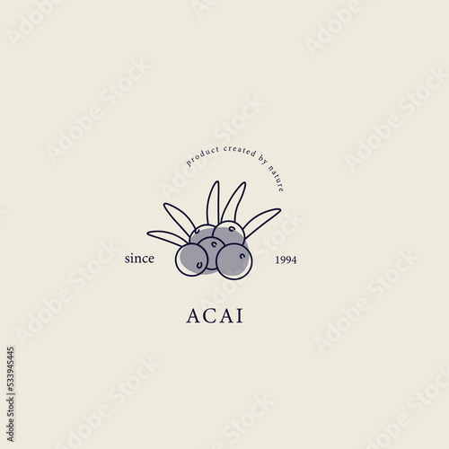 Line art acai berries logo
