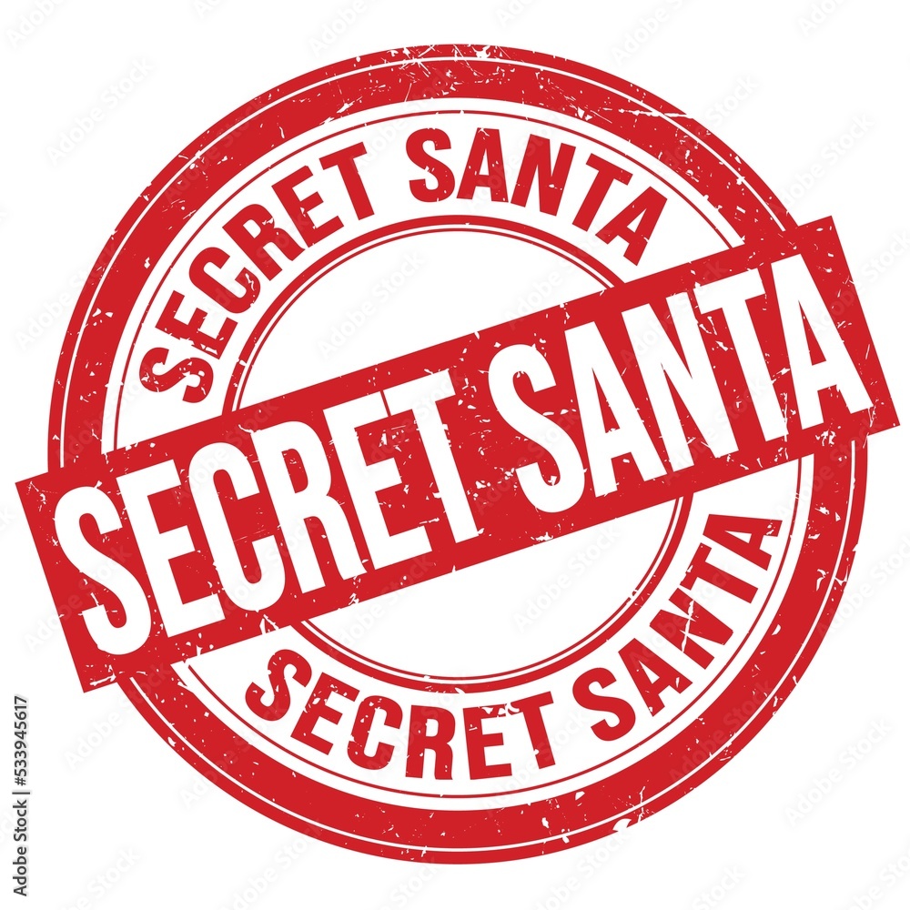SECRET SANTA text written on red round stamp sign SECRET SANTA text written on red round stamp sign