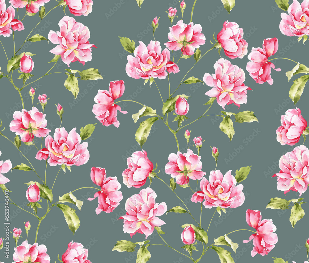 Fototapeta Classic Popular Flower Seamless pattern background.Perfect for wallpaper, fabric design, wrapping paper, surface textures, digital paper.