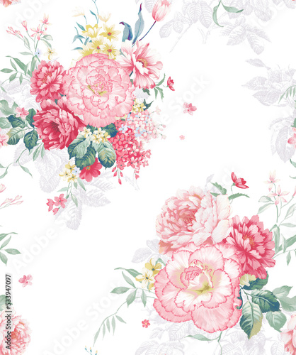 Classic Popular Flower Seamless pattern background.Perfect for wallpaper, fabric design, wrapping paper, surface textures, digital paper.
