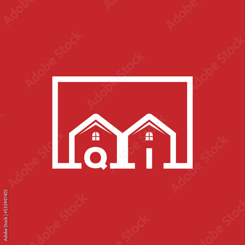 Initial QI Homes aligned logo stock vector. Illustration of building