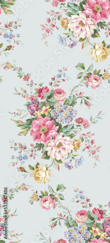 Classic Popular Flower Seamless pattern background.Perfect for wallpaper, fabric design, wrapping paper, surface textures, digital paper.