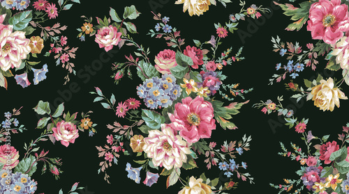 Classic Popular Flower Seamless pattern background.Perfect for wallpaper, fabric design, wrapping paper, surface textures, digital paper.