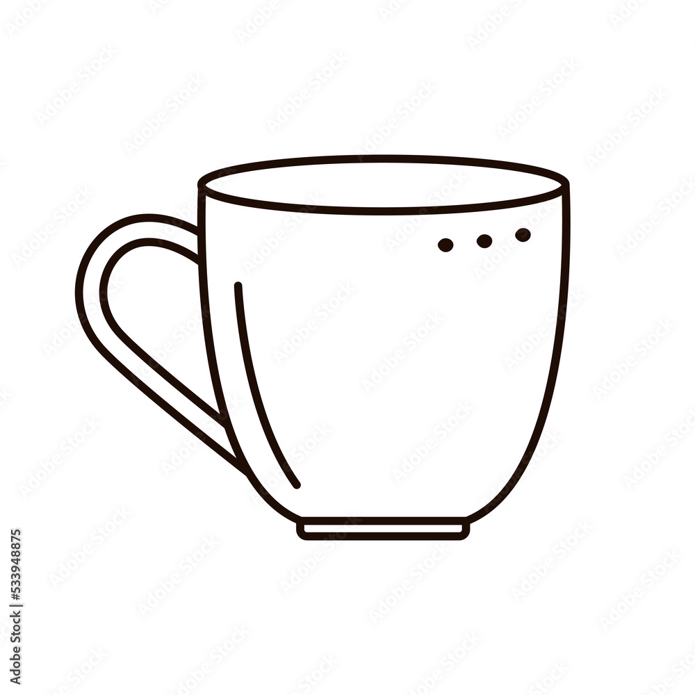 Coffee or tea mug isolated on white. Doodle style. Coffee or tea mug isolated on white. Doodle style.