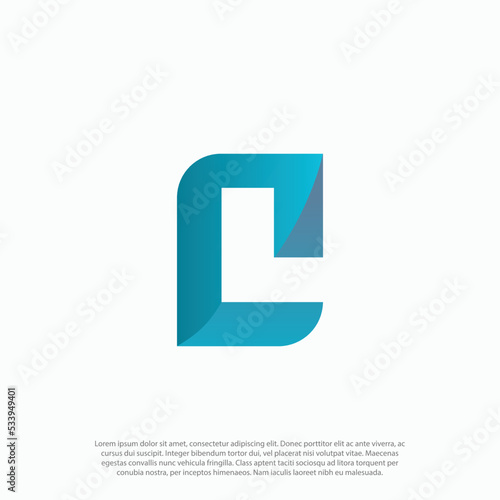 alphabet letter initial CL or LC logo vector with negative space or gestalt modern and simple concept