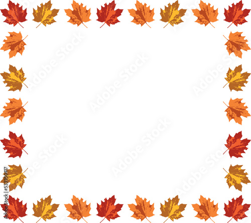 Autumn colored leaves. Vector autumnal frame.