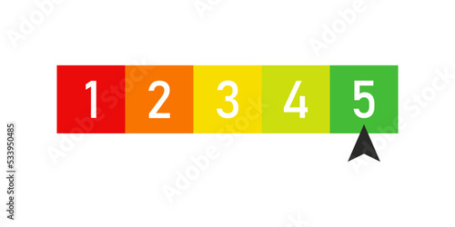 Rate us bar from 1 to 5, Best for website design, app, UI, isolated on white background. Vector illustration.