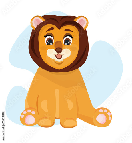 Funny little lion. Cartoon baby vector illustration