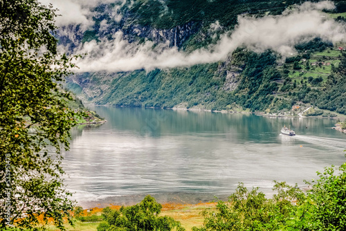 Stunning scenery in Norwegian fjords at Hellesylt and Geiranger