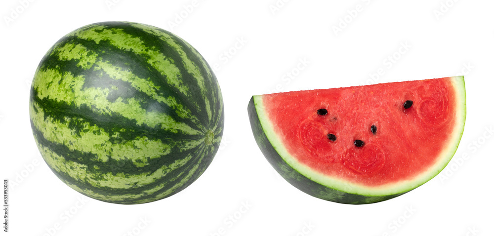 watermelon and sliced (half) isolated on white background, Watermelon macro studio photo watermelon and sliced (half) isolated on white background, Watermelon macro studio photo