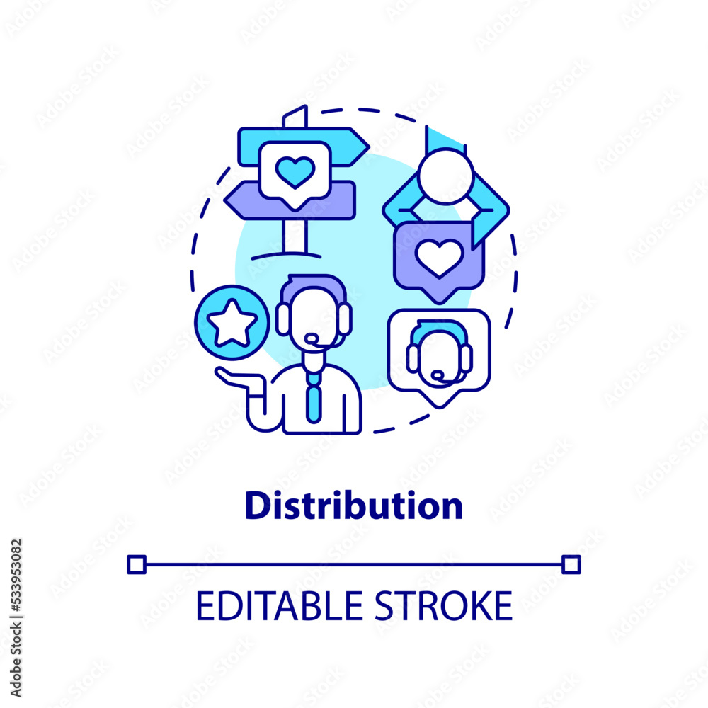 Distribution concept icon. Collecting contacts. Leads management process abstract idea thin line illustration. Isolated outline drawing. Editable stroke. Arial, Myriad Pro-Bold fonts used Distribution concept icon. Collecting contacts. Leads management process abstract idea thin line illustration. Isolated outline drawing. Editable stroke. Arial, Myriad Pro-Bold fonts used
