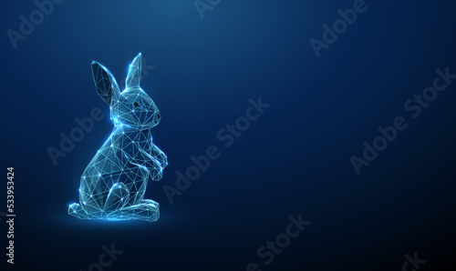 Abstract blue rabbit. 2023 animal symbol of the year.