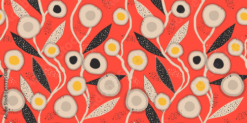 floral seamless pattern childish style retro red