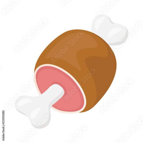 Meat Bone Sign Emoji Icon Illustration. Carnivore Vector Symbol Emoticon Design Clip Art Sign Comic Style.