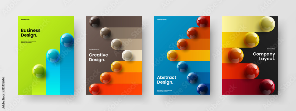 Original realistic balls company identity illustration composition. Trendy banner vector design concept collection.