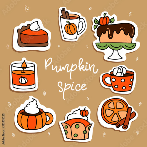 Pumpkin spice latte and muffin fall collection.