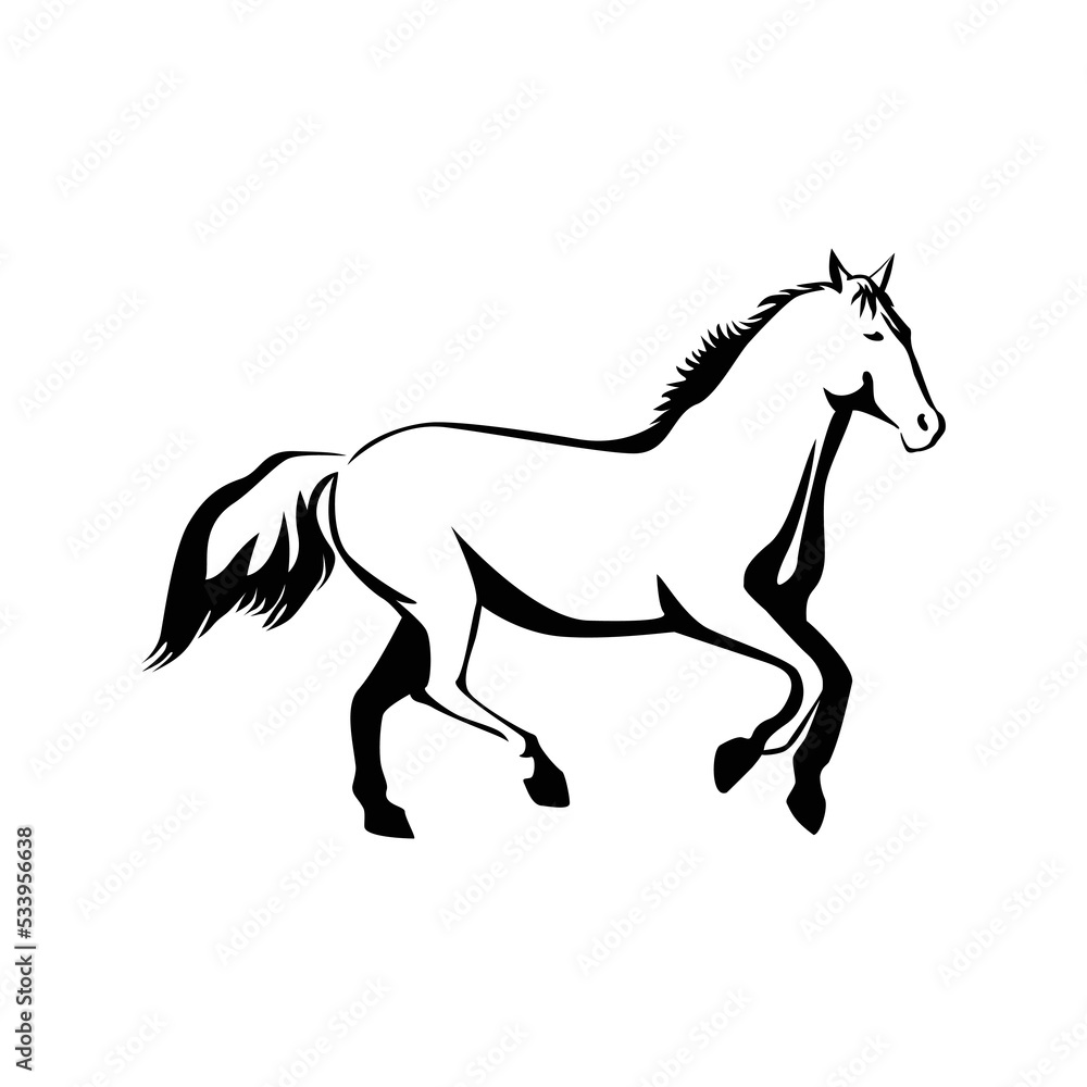 horse silhouette. animal vector illustration. wildlife sign and symbol.