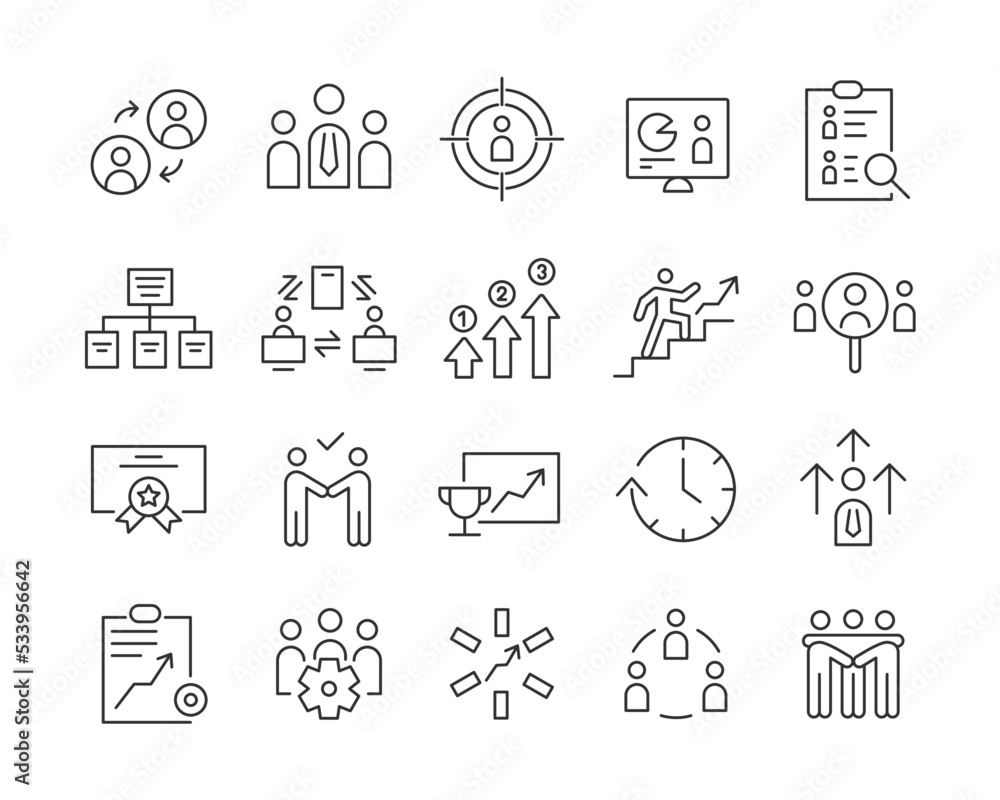 Fototapeta premium Business Management Icons - Vector Line. Editable Stroke.