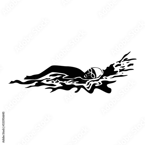 swimmer silhouette. water sport vector illustration. professional man athlete.