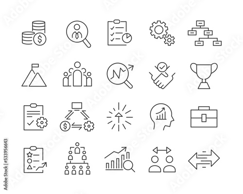 Business Management Icons - Vector Line. Editable Stroke.