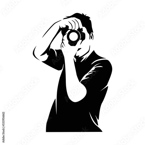 photograph silhouette. people use camera vector illustration. professional photographer.